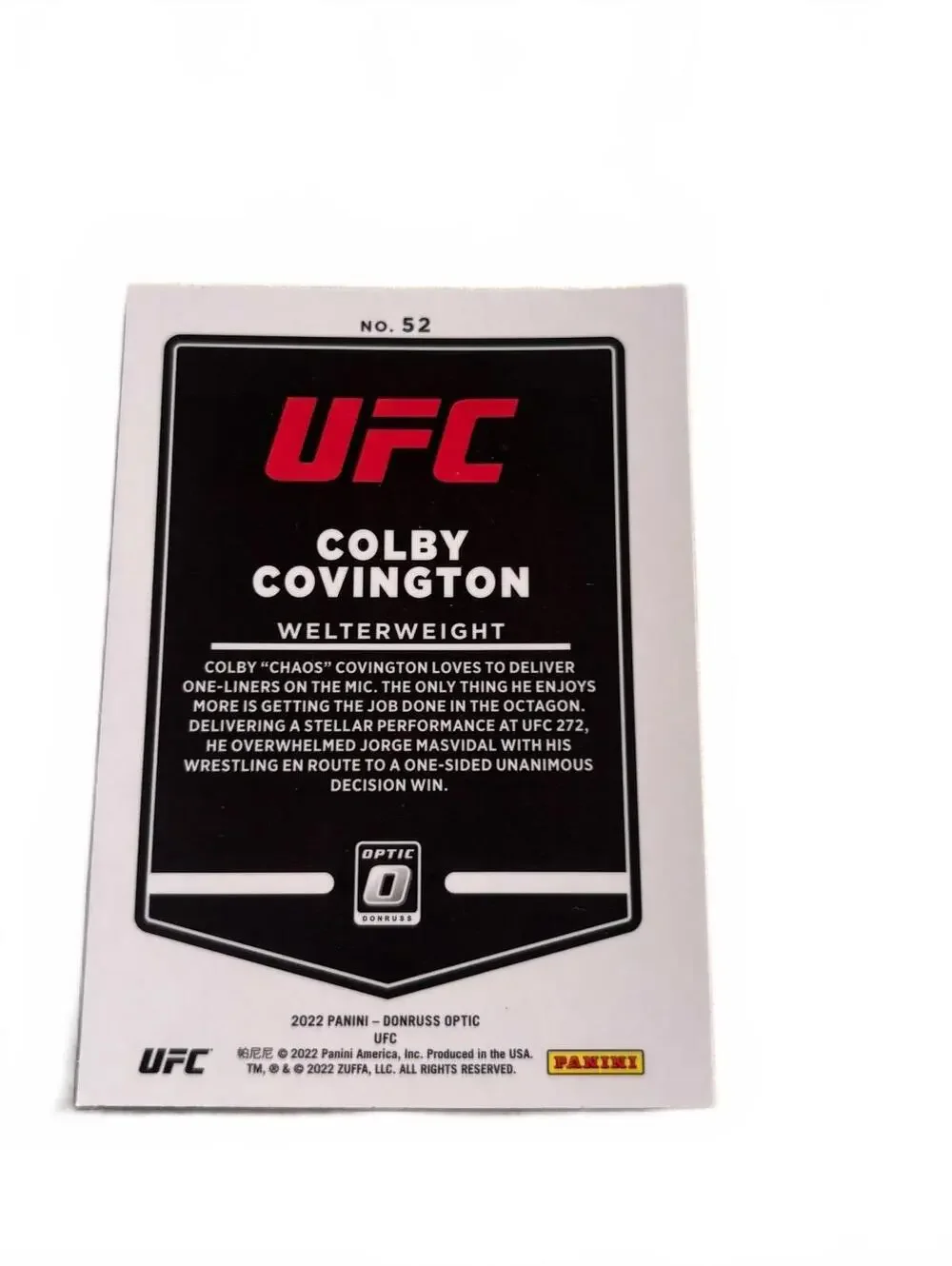 2022 Panini Donruss Optic UFC Colby Covington Welterweight #
